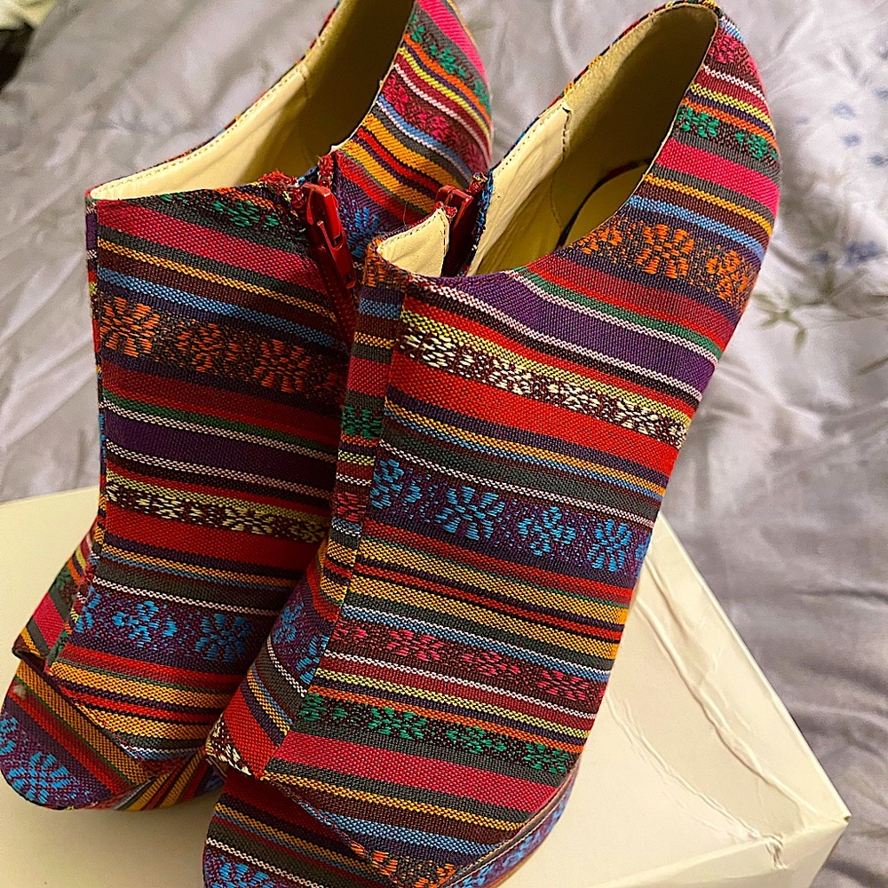 Multi Color Block Wedge Heels